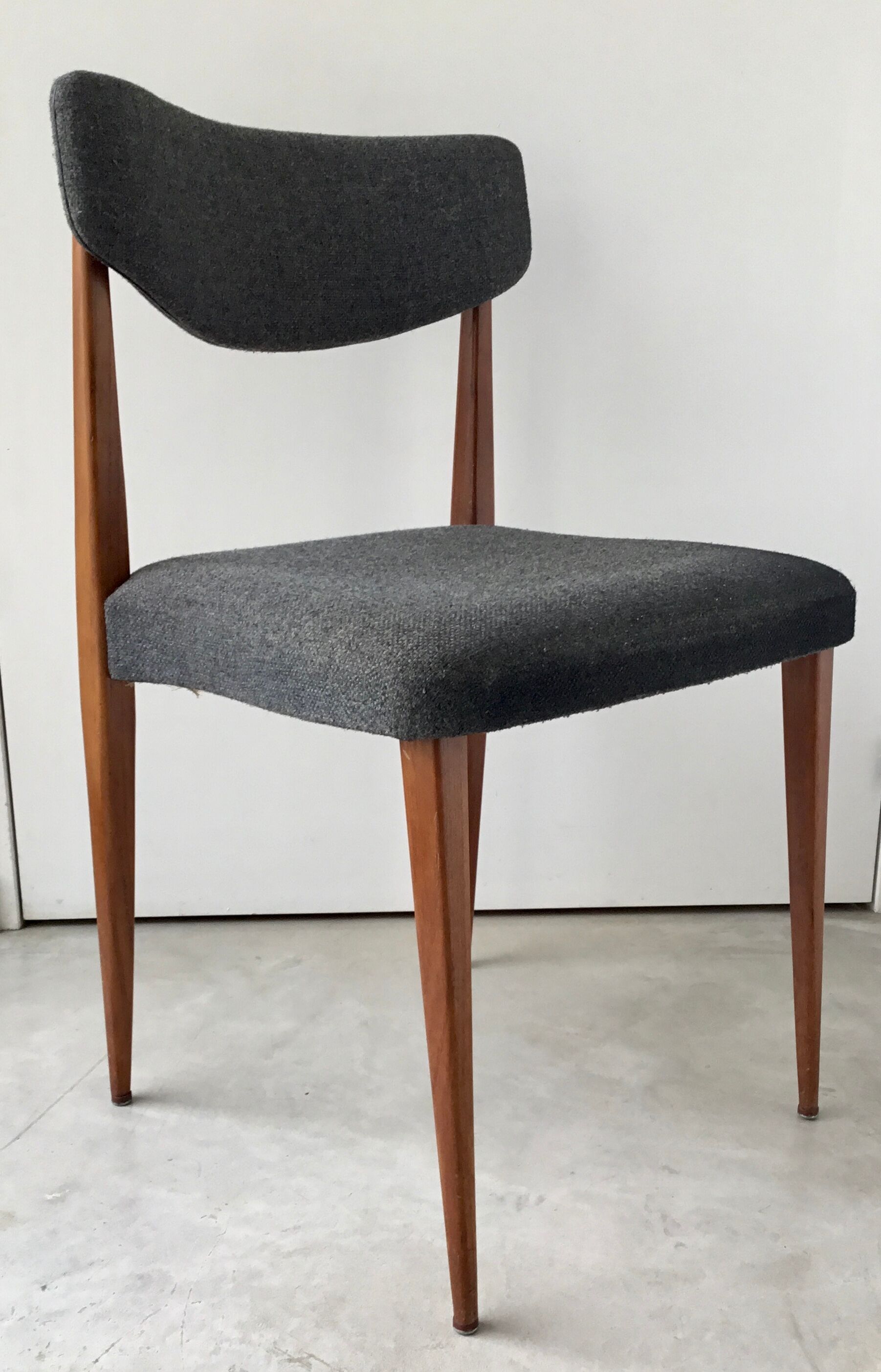Scandinavian chair teak grey fabric 1960