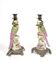 Pair of porcelain candlesticks with parrots and bronze mounts.