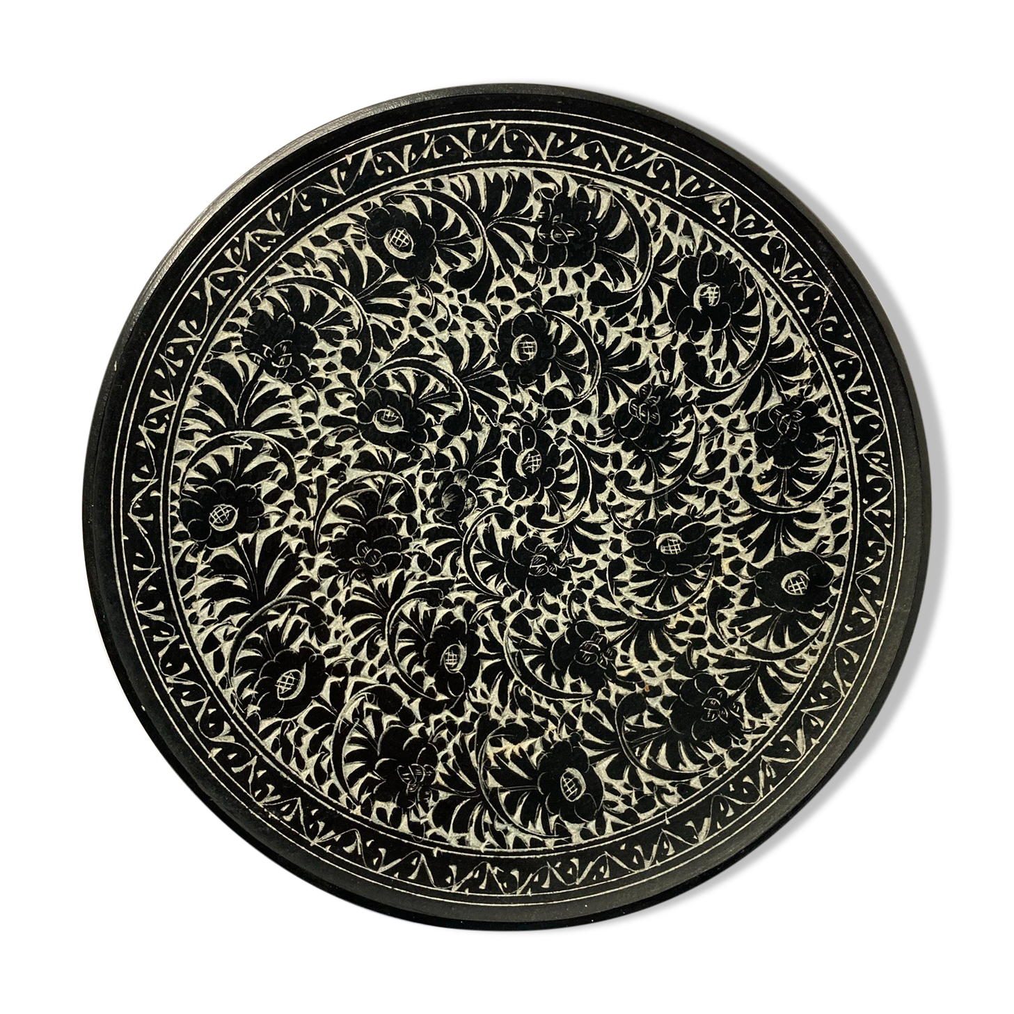 Persian art large heel plate signed half XXth