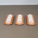 3 x Bankamp Leuchten sconces / wall lights '80s white glass / glass with a layer of copper