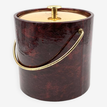 Aldo Tura, Brass and red Parchment cooler / Ice bucket, Italy 1960s