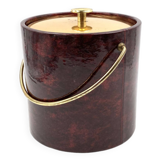 Aldo Tura, Brass and red Parchment cooler / Ice bucket, Italy 1960s