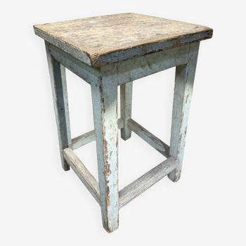 Tabouret porte plante bois patiné déco loft atelier campagne chic