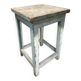 Tabouret porte plante bois patiné déco loft atelier campagne chic