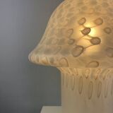 Large XL mushroom table lamp in white glass by Peill and Putzler 1970