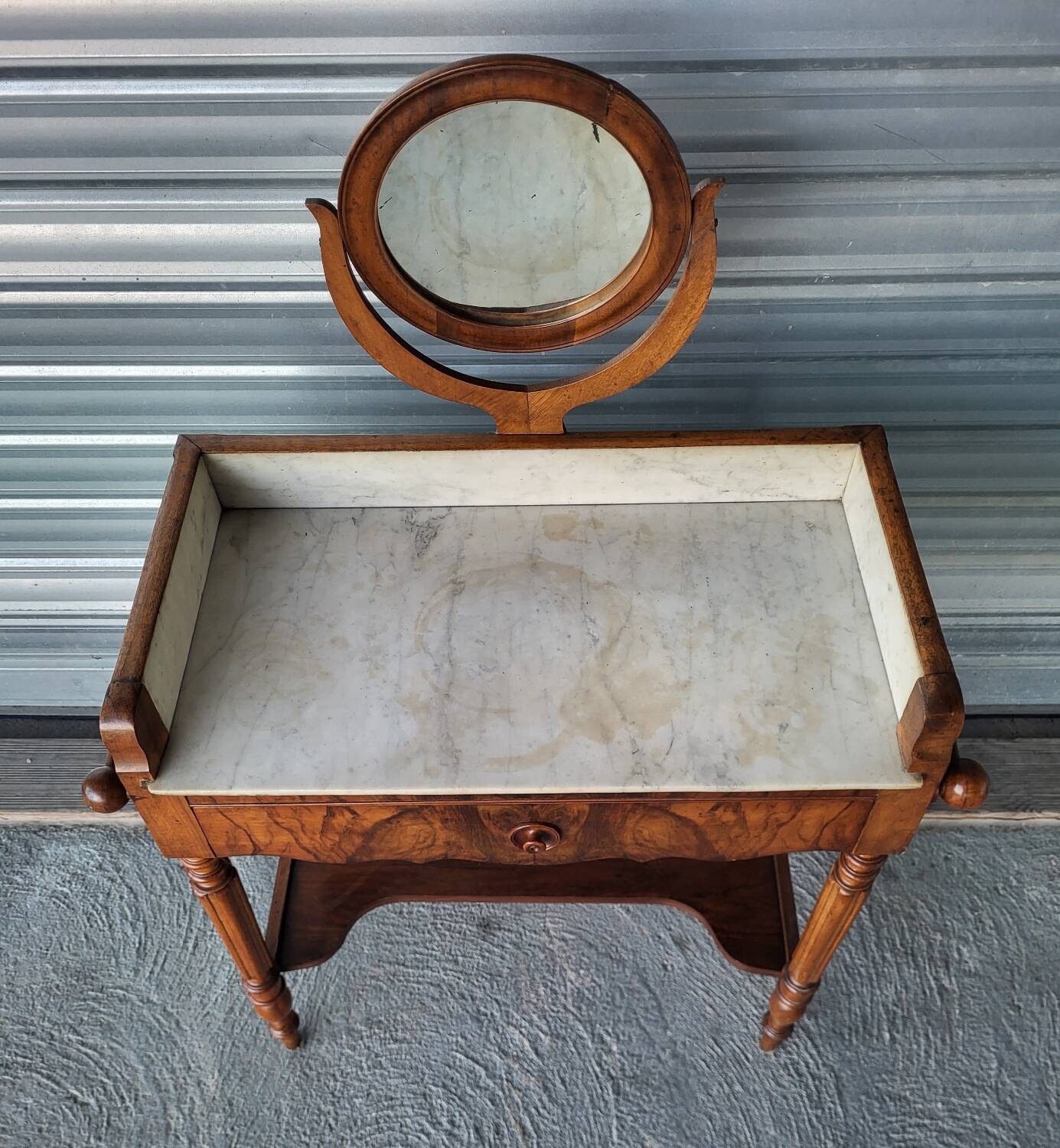 Antique marble and solid wood dressing table