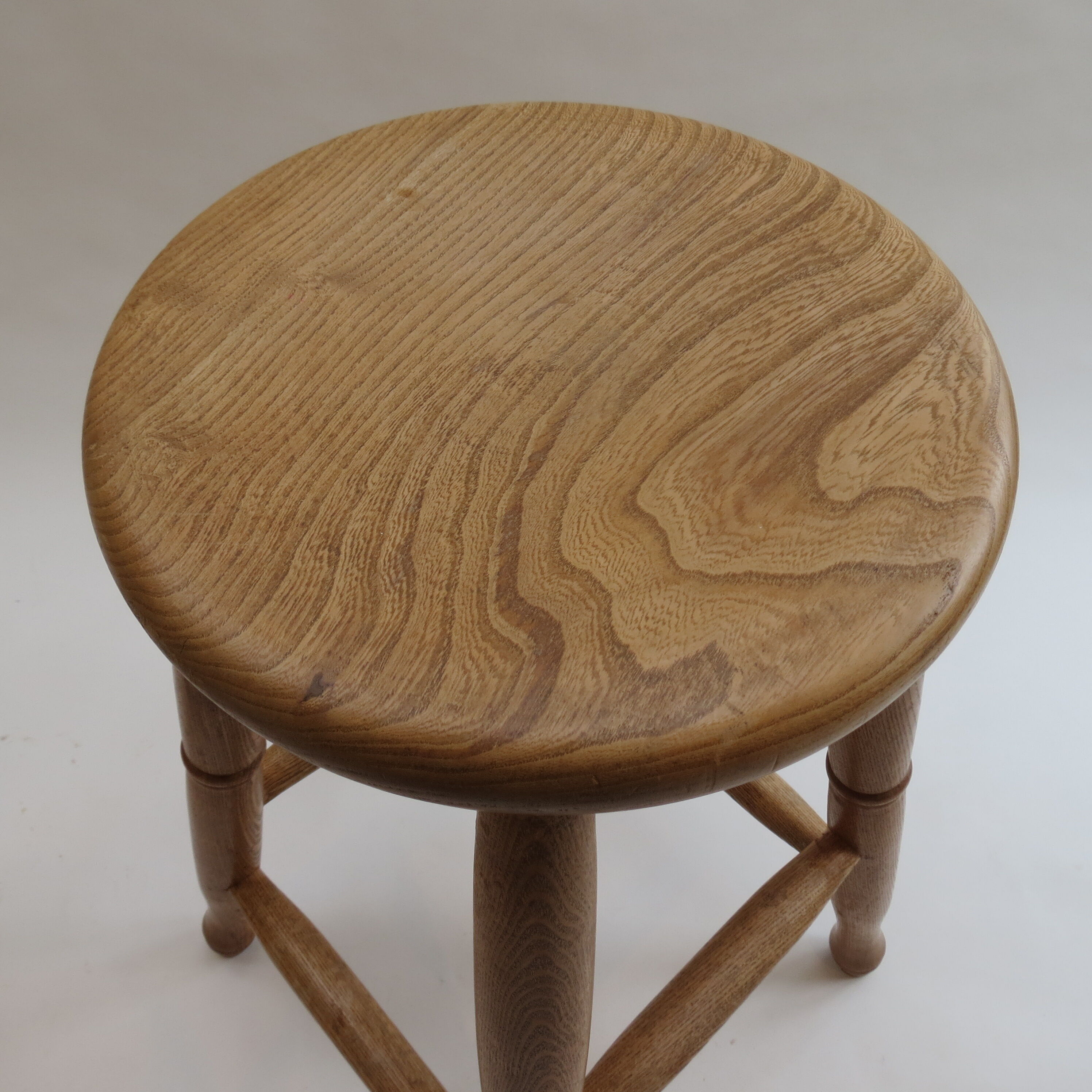 Pair of 1970s bespoke solid ash wooden stools