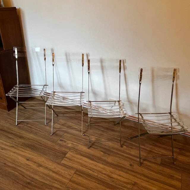 Set of 4 plexiglass folding chairs by Yonel Lebovici and Bernard Berthet 1970