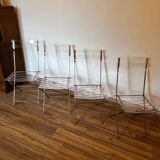 Set of 4 plexiglass folding chairs by Yonel Lebovici and Bernard Berthet 1970