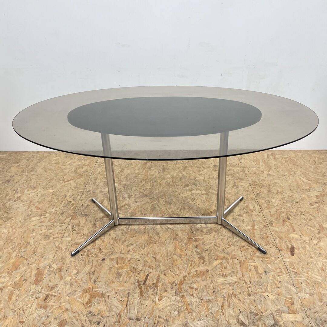 Mid Century 1960s Smoked Perspex Chairs and Glass Table