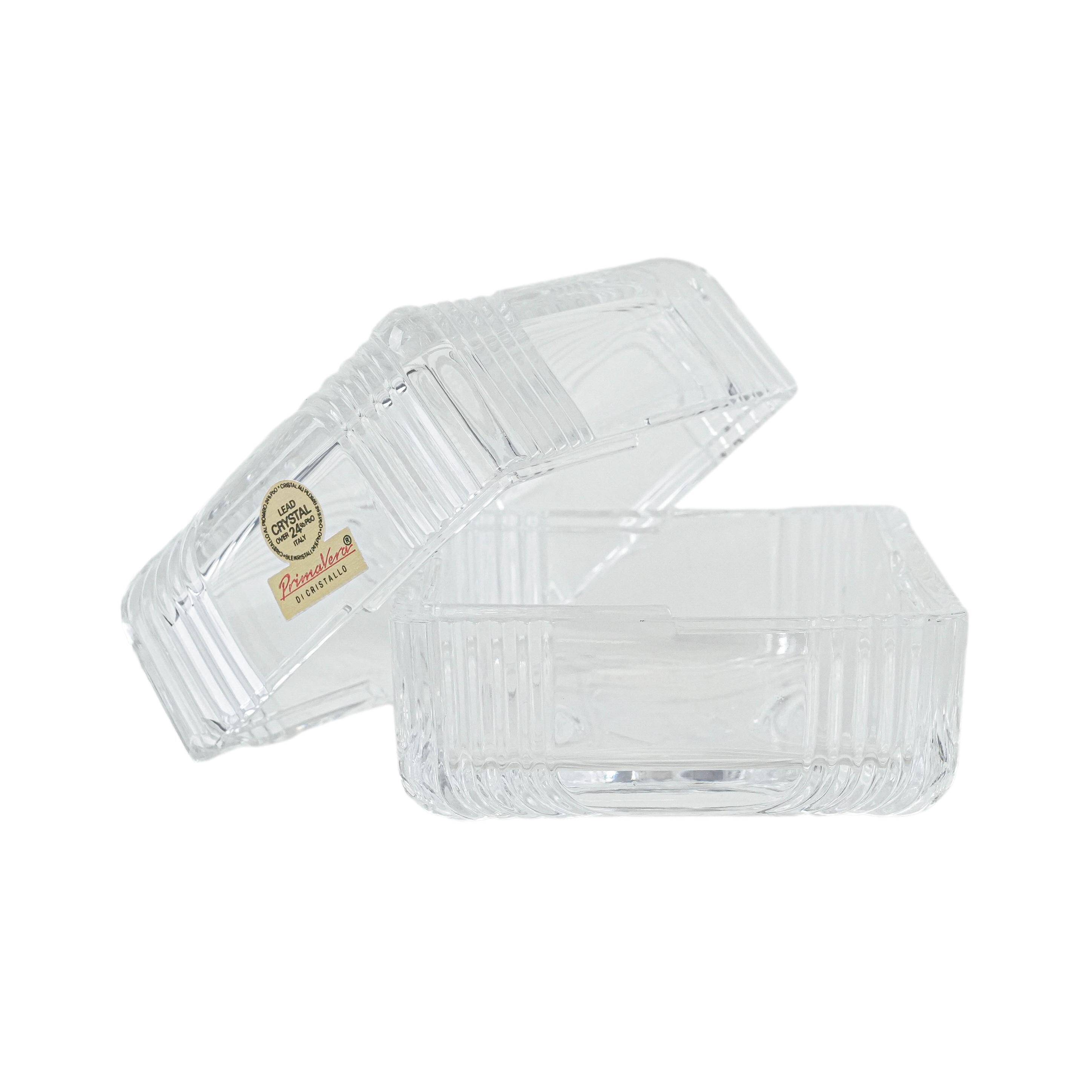Crystal box, lead glass, Italian design, 1970s, manufacturer: Primavera di
