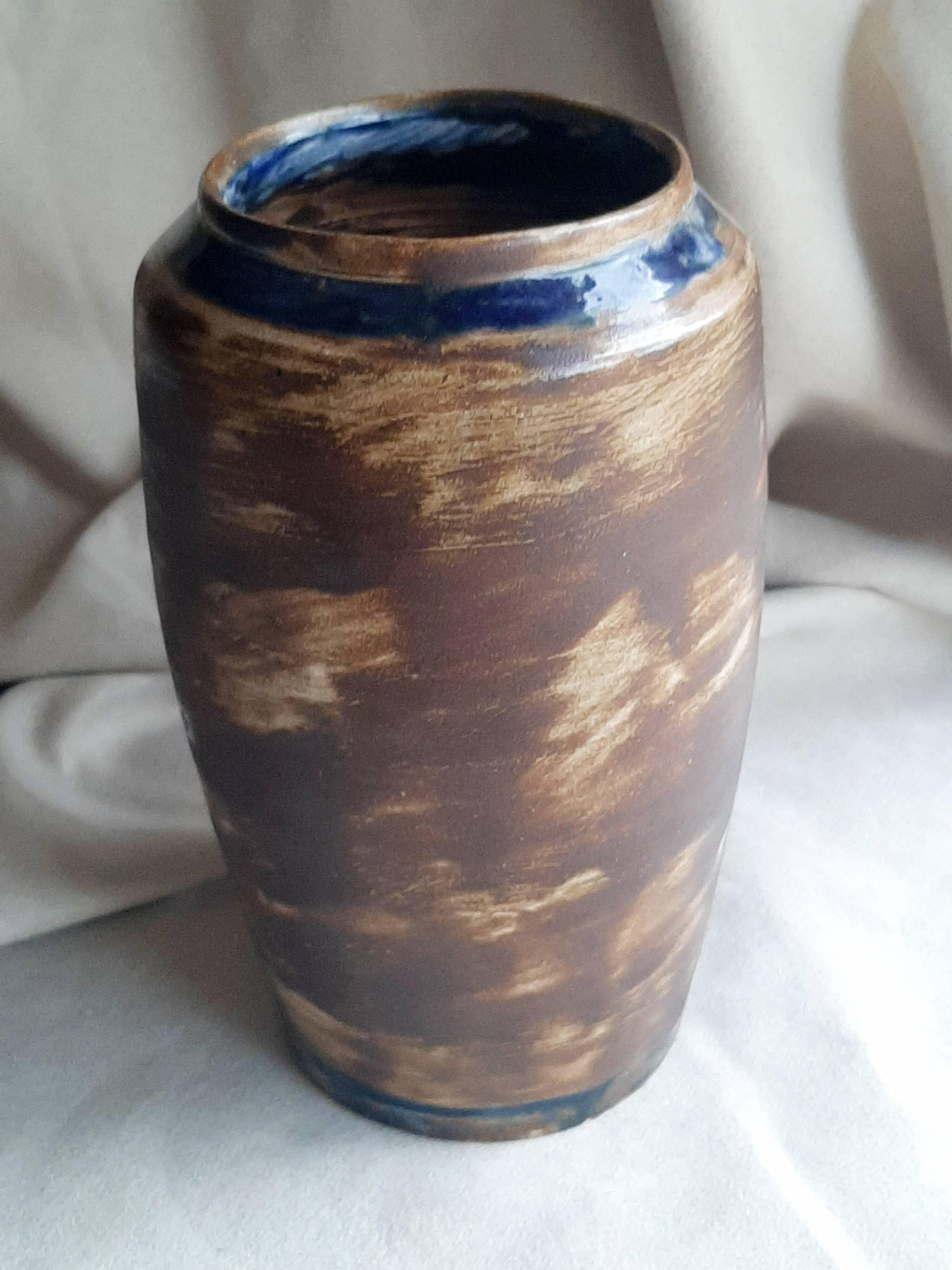 Glazed stoneware vase signed