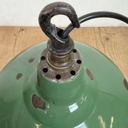 Industrial British Green Enamel Factory Pendant Lamp, 1960s