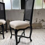 Set of 4 black lacquer chairs