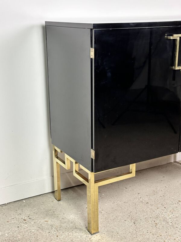 Meuble de rangement Guy Lefevre en laque noire 1970