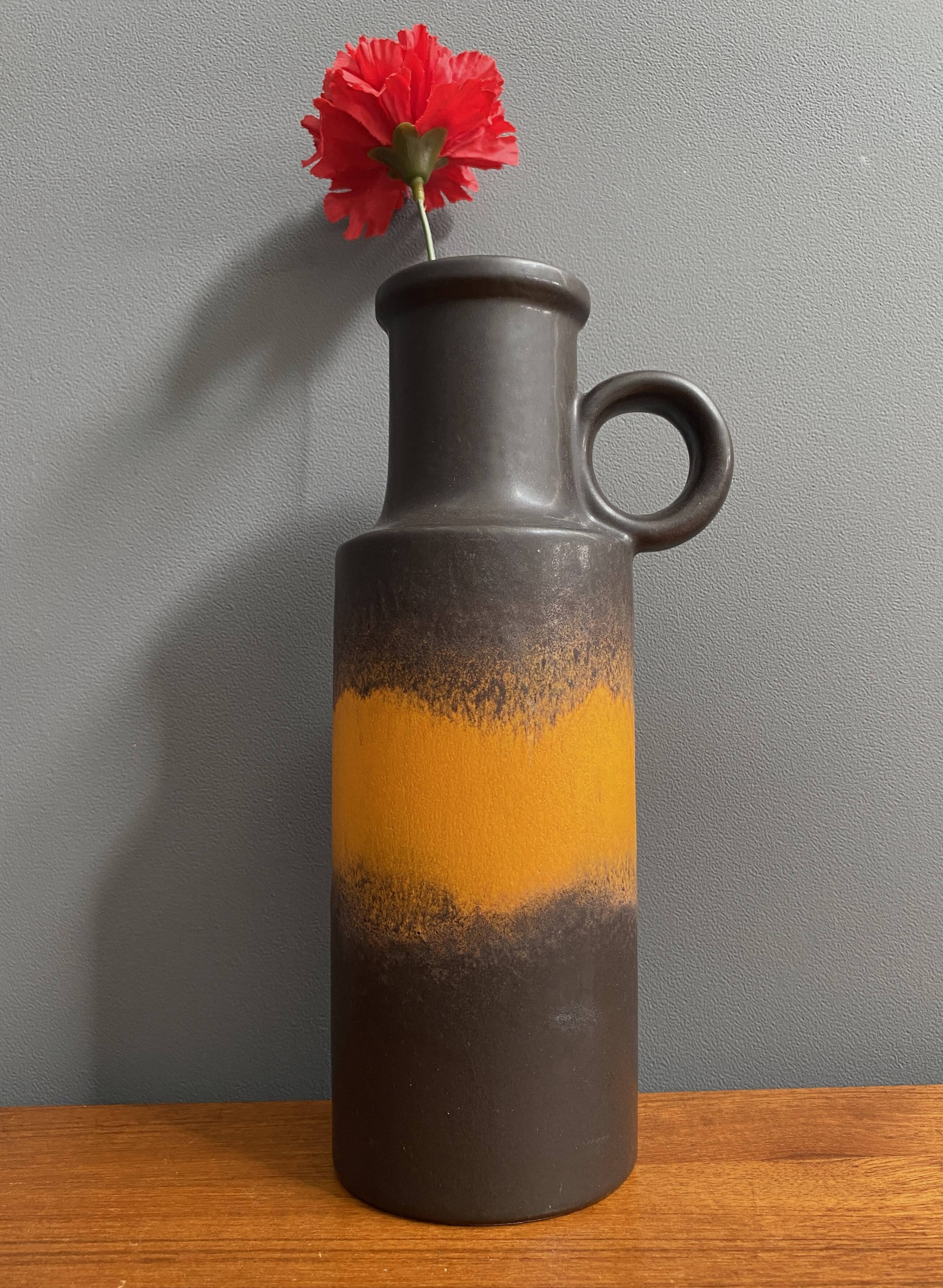 vase marron et orange Allemagne de l'Ouest Scheurich modèle 401-28 années 1970