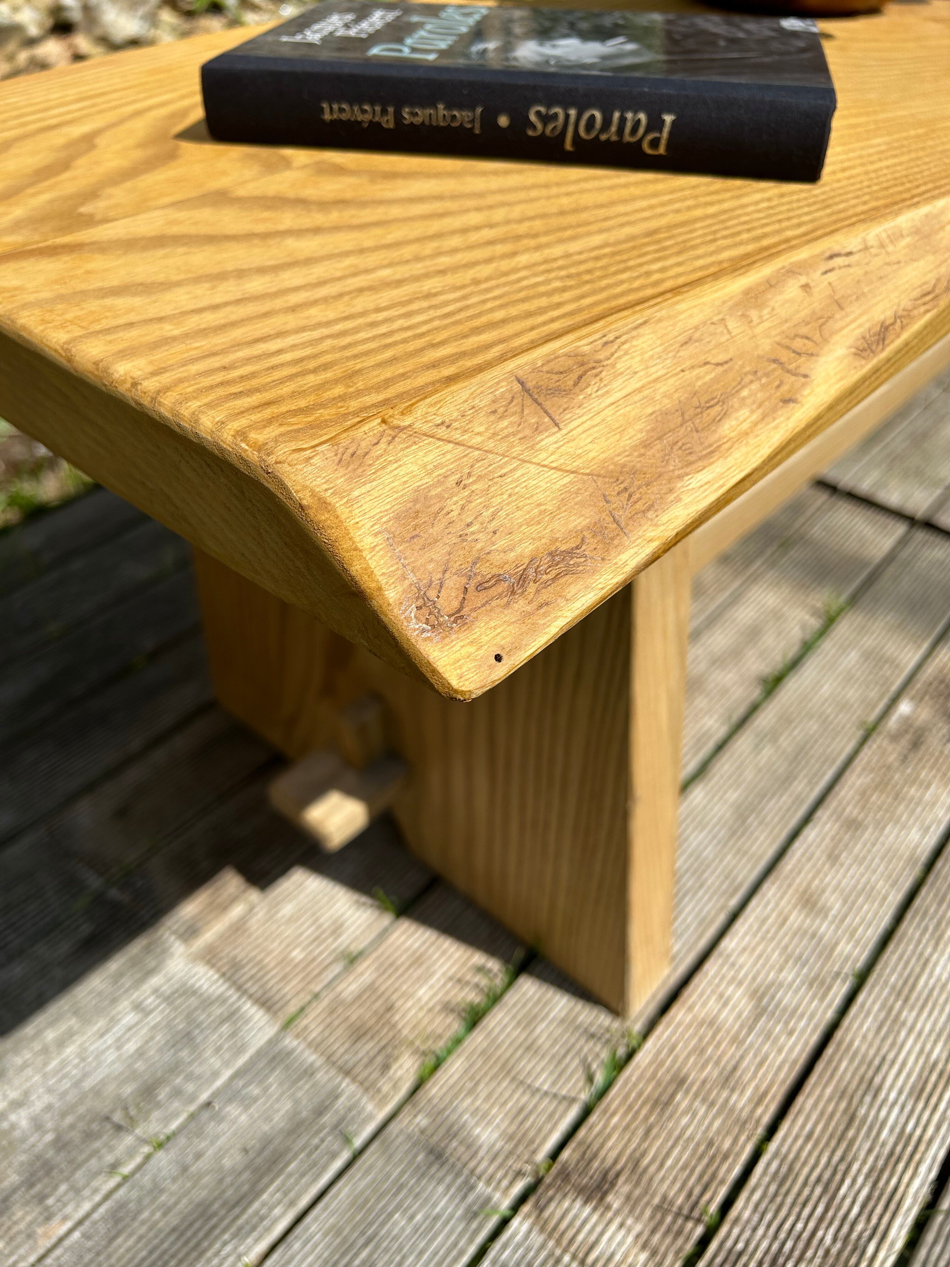 Vintage chalet bench in solid ash