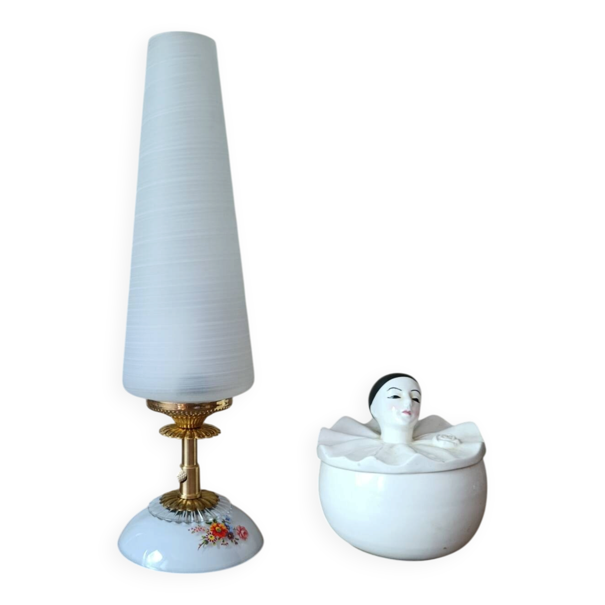 upcycled table lamp | white glass, vintage charm