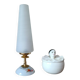 upcycled table lamp | white glass, vintage charm