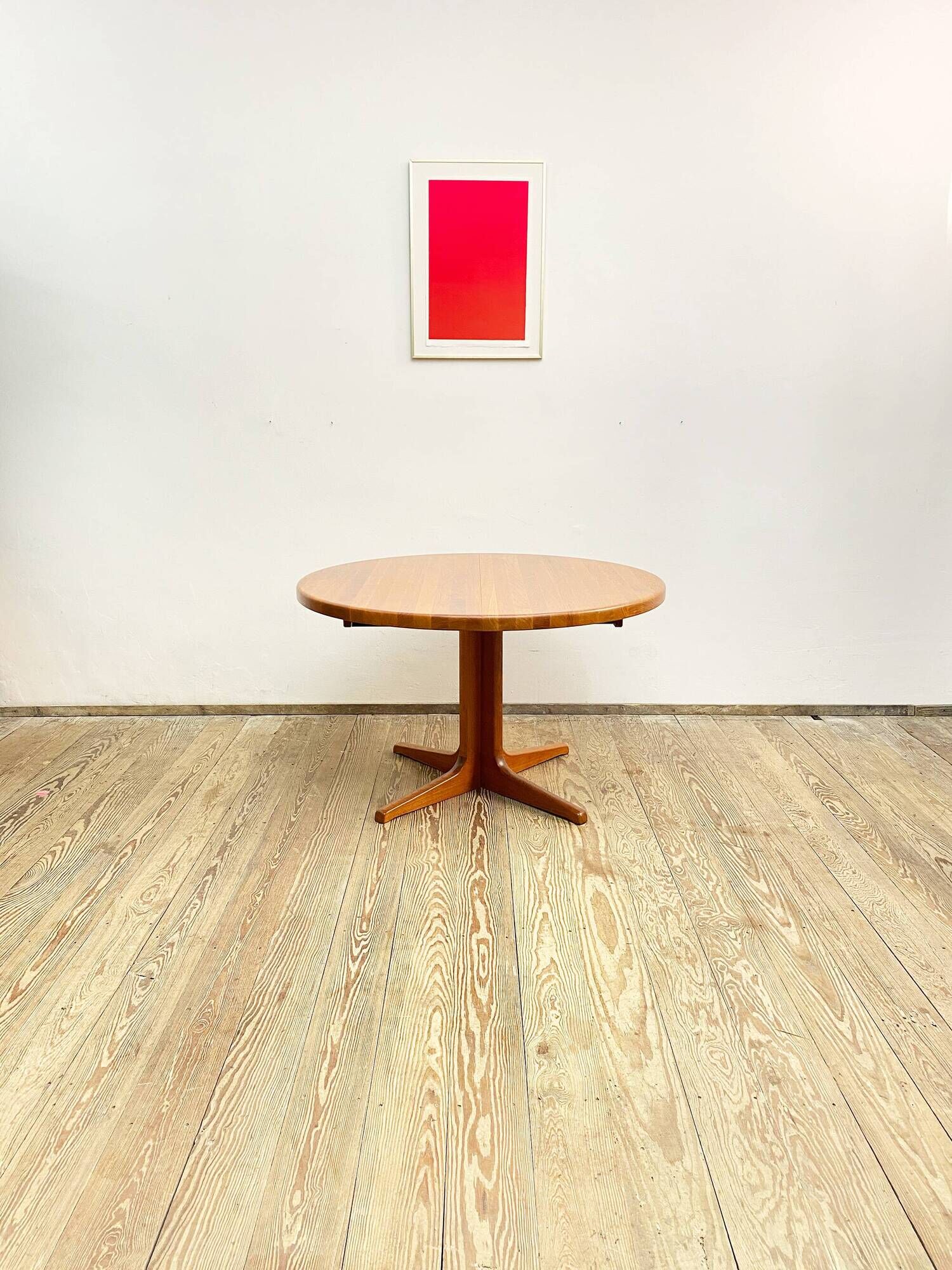 Table à manger extensible ronde en teck du milieu du siècle par Glostrup, Danemark, années 60