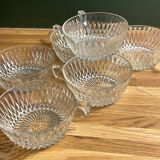 6 tasses à café en verre ciselé vintage en très bon état