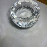 Pair of old crystal salt pans with salt shaker faceted tableware