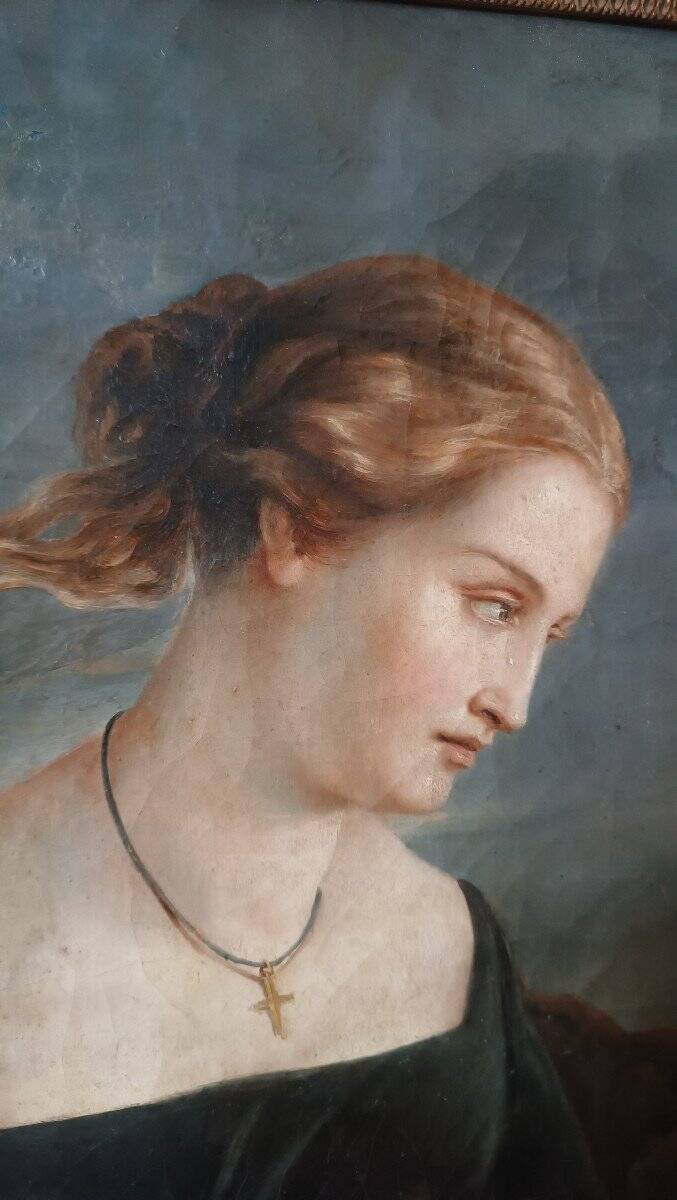 Tableau Ancien Portrait Féminin Du 19ème Siècle