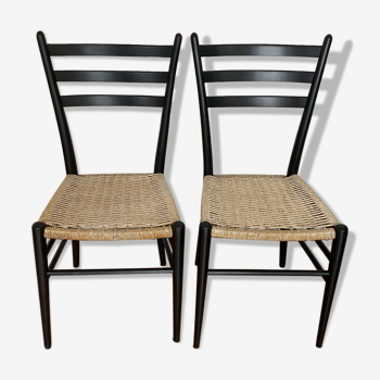 Pair of black Italian chairs by Consorzio Sedie Friuli, 1960