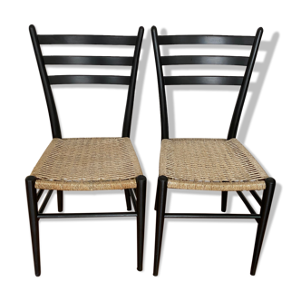 Pair of black Italian chairs by Consorzio Sedie Friuli, 1960