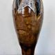 Vintage Mid-Century Modern Studio Pottery Tulip Lotus Bud Pedestal Vase - Earthen Brown & White Glaze
