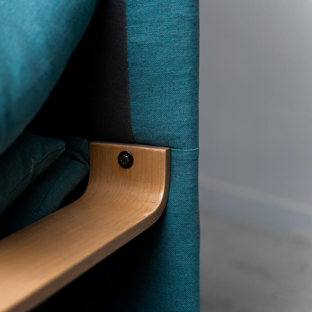 2 seater sofa in blue fabric 1970