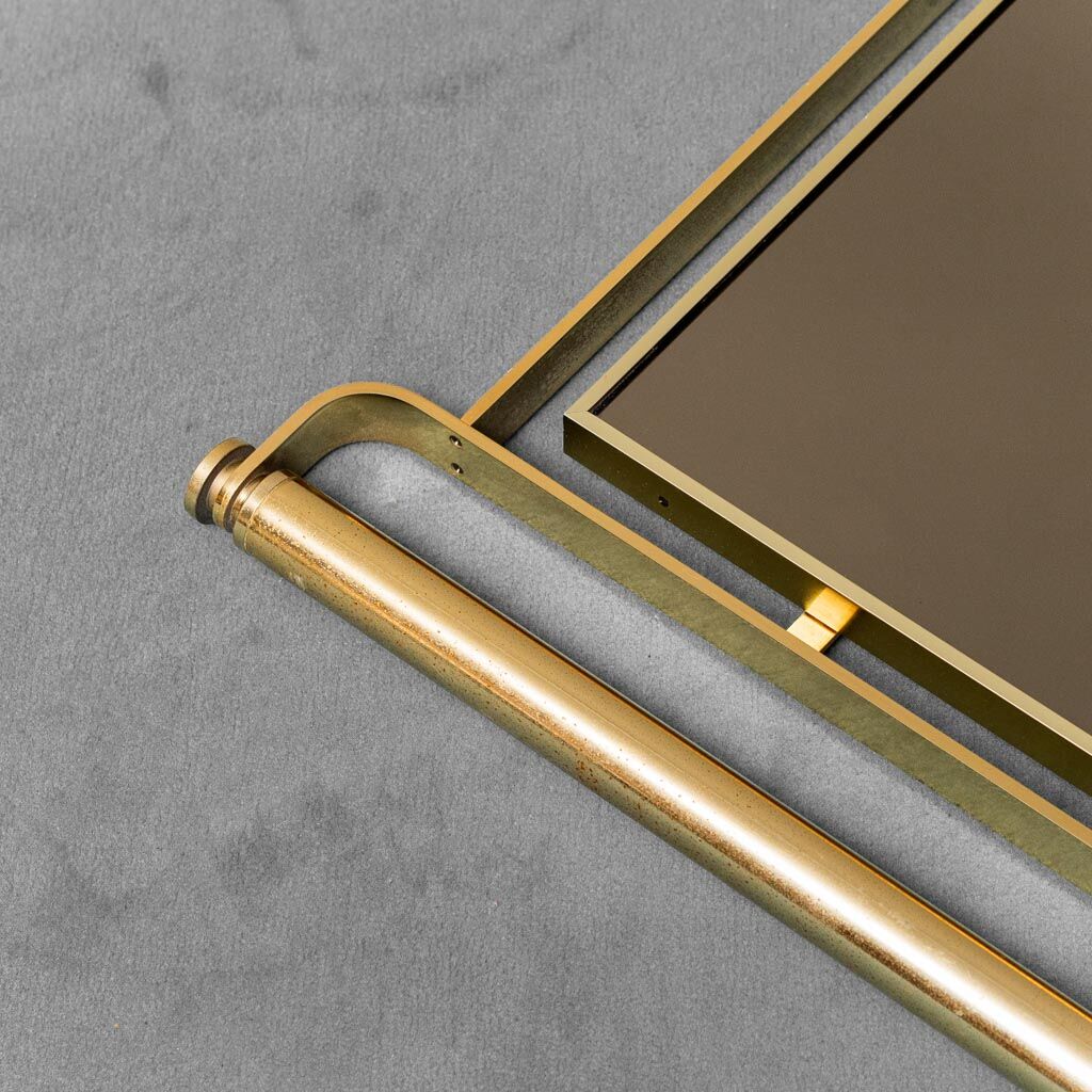 Wall mirror smoked glass brass metal vintage modern