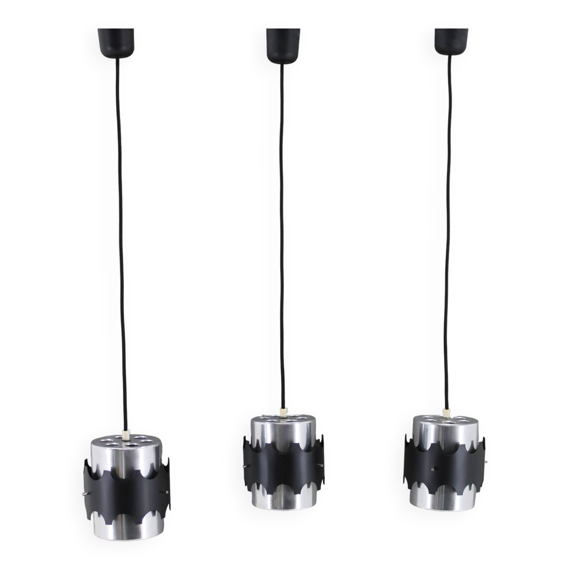 1960s Set of Three Danish Pendant Lights