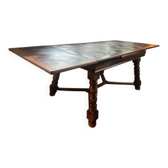 Table rustique en chêne à rallonges