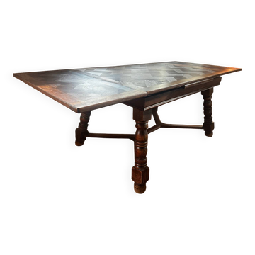 Rustic oak table with extensions