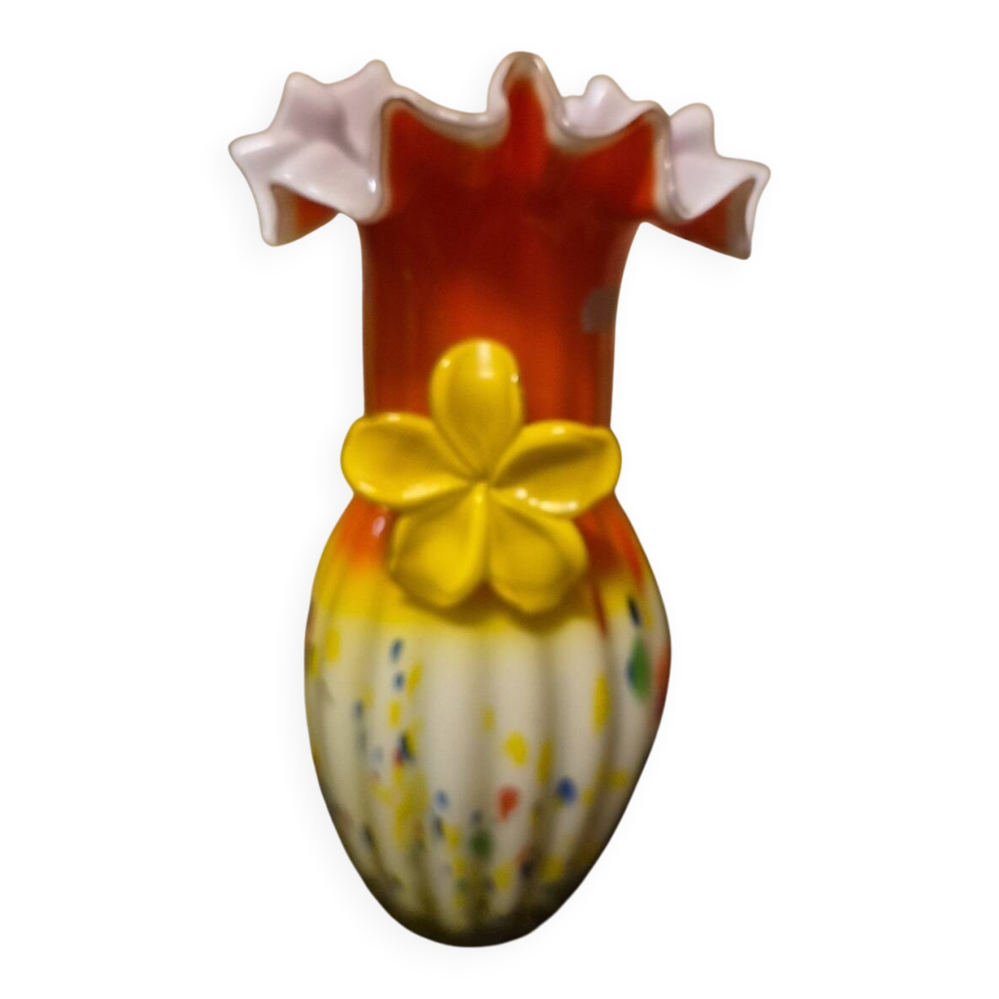 Vase en verre soufflé multicolore ́