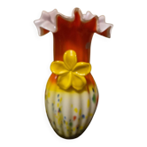Vase en verre soufflé multicolore ́