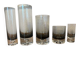 Set of black smoked glasses with large bubbles from the 1970s.