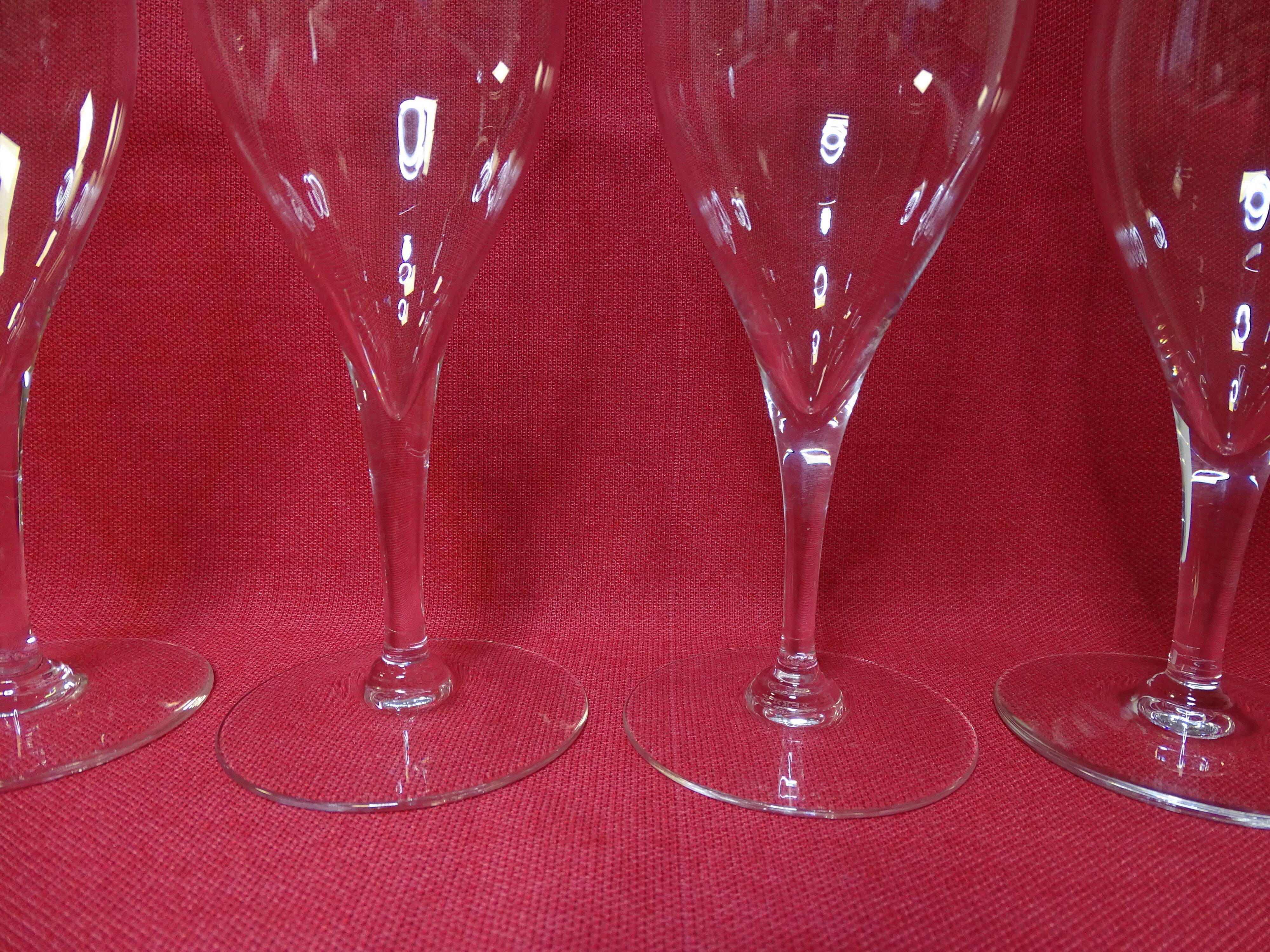 4 crystal glasses of Baccarat model Saint Remy H 18.5 cm signed