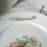 6 FLAT PORCELAIN PLATES THICK DECOR VEGETABLES 4 SEASONS