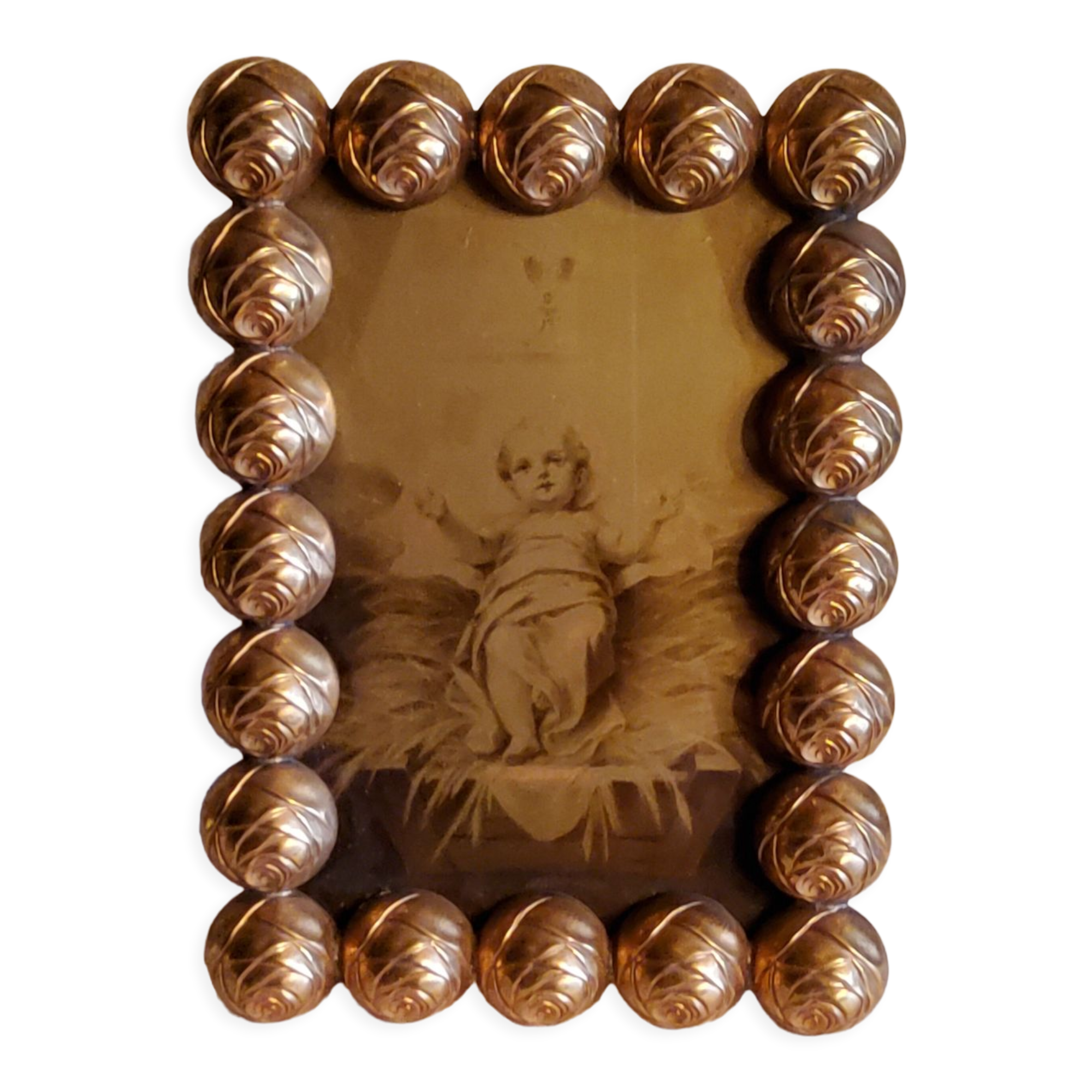 Art deco photo frame in gilded bronze and gilded brass