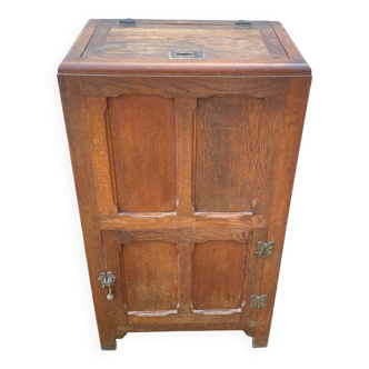 Meuble de métier Frigo bois glacière bar en chêne des années 30