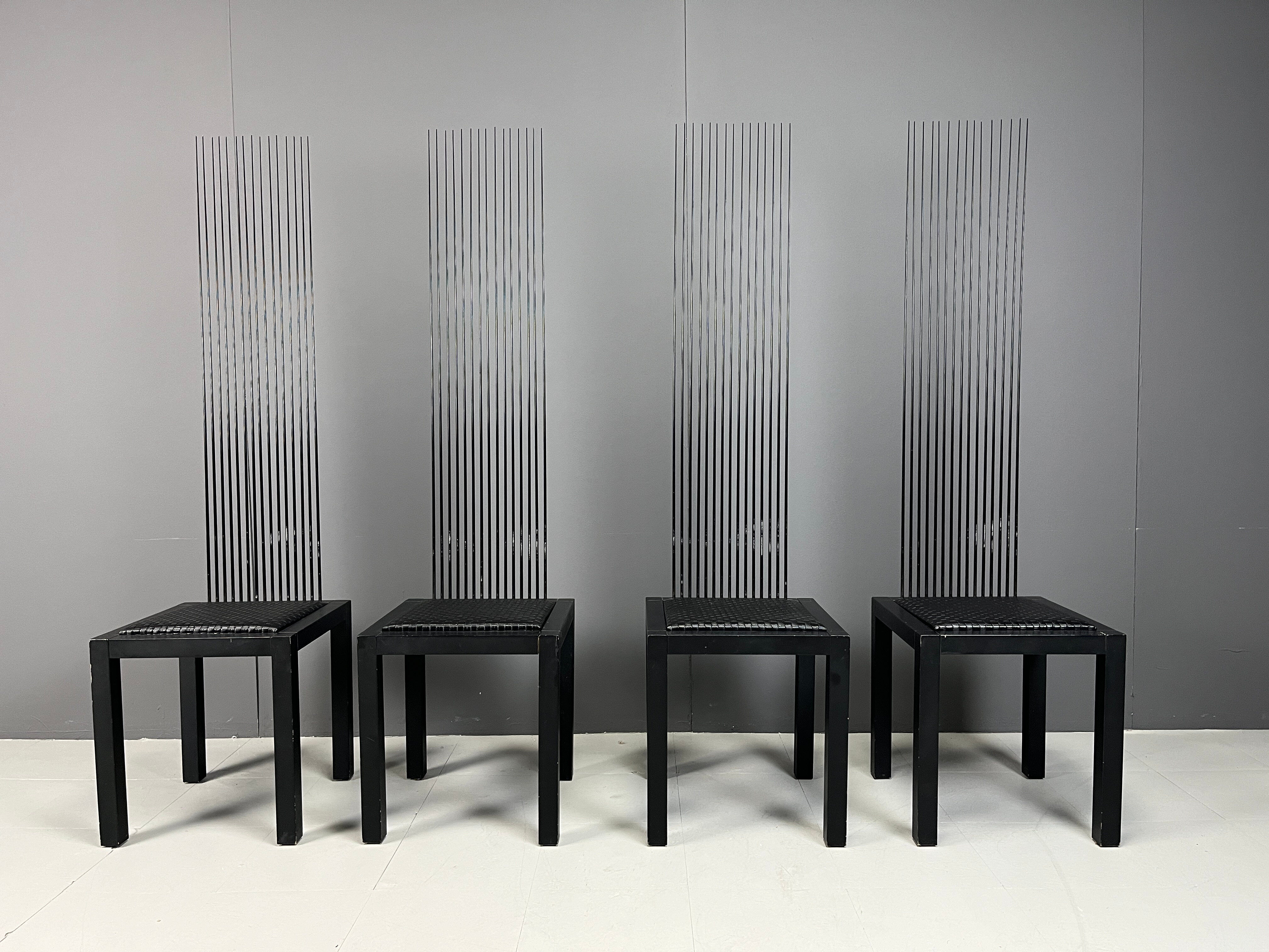 Vintage high back dining chairs, 1980s