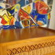 Chest of drawers vintage wood and rattan of the 50 feet compass