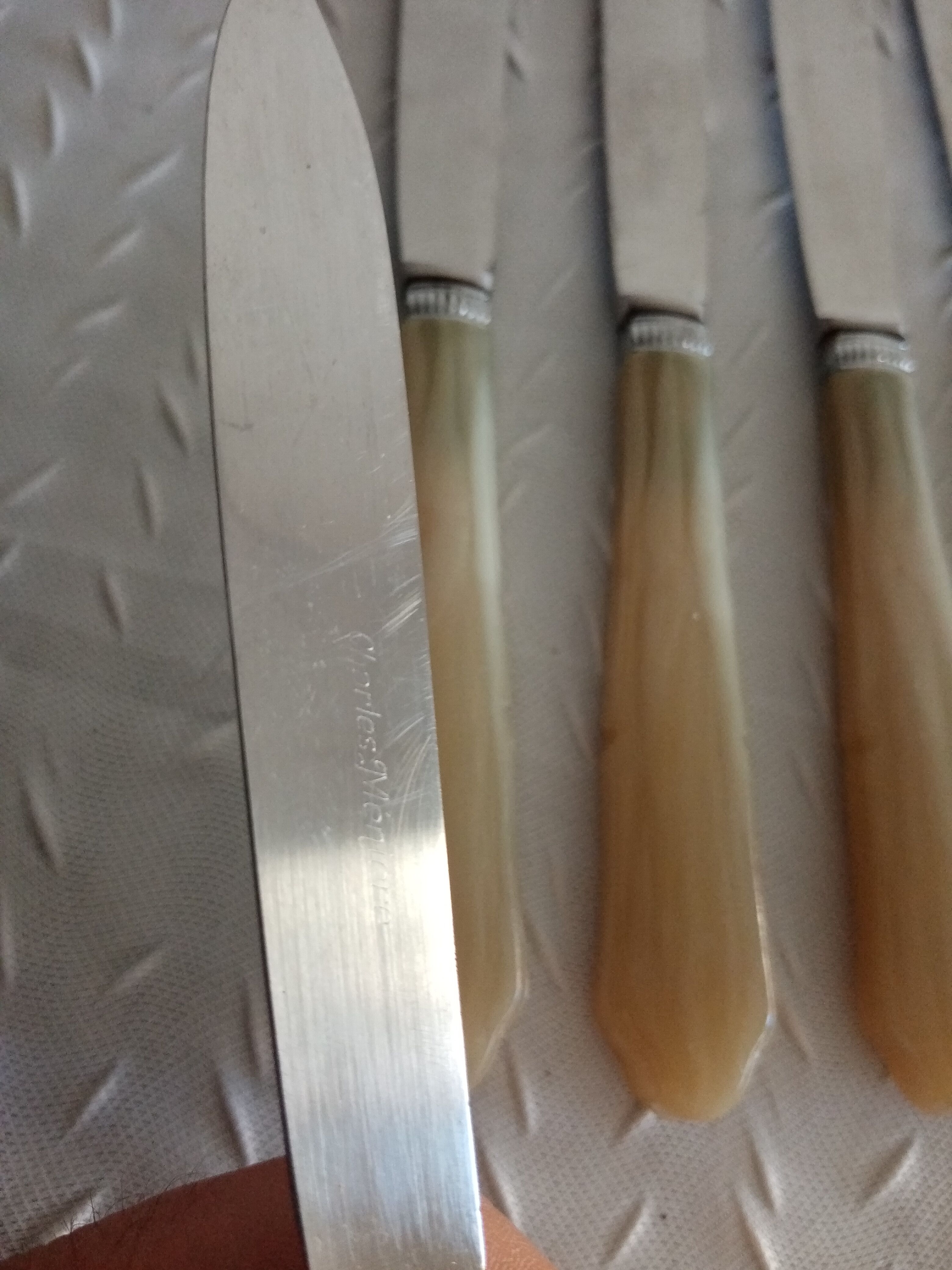 6 cheese knives, vintage