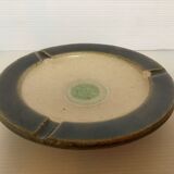 Green khaki beige ceramic ashtray tray.