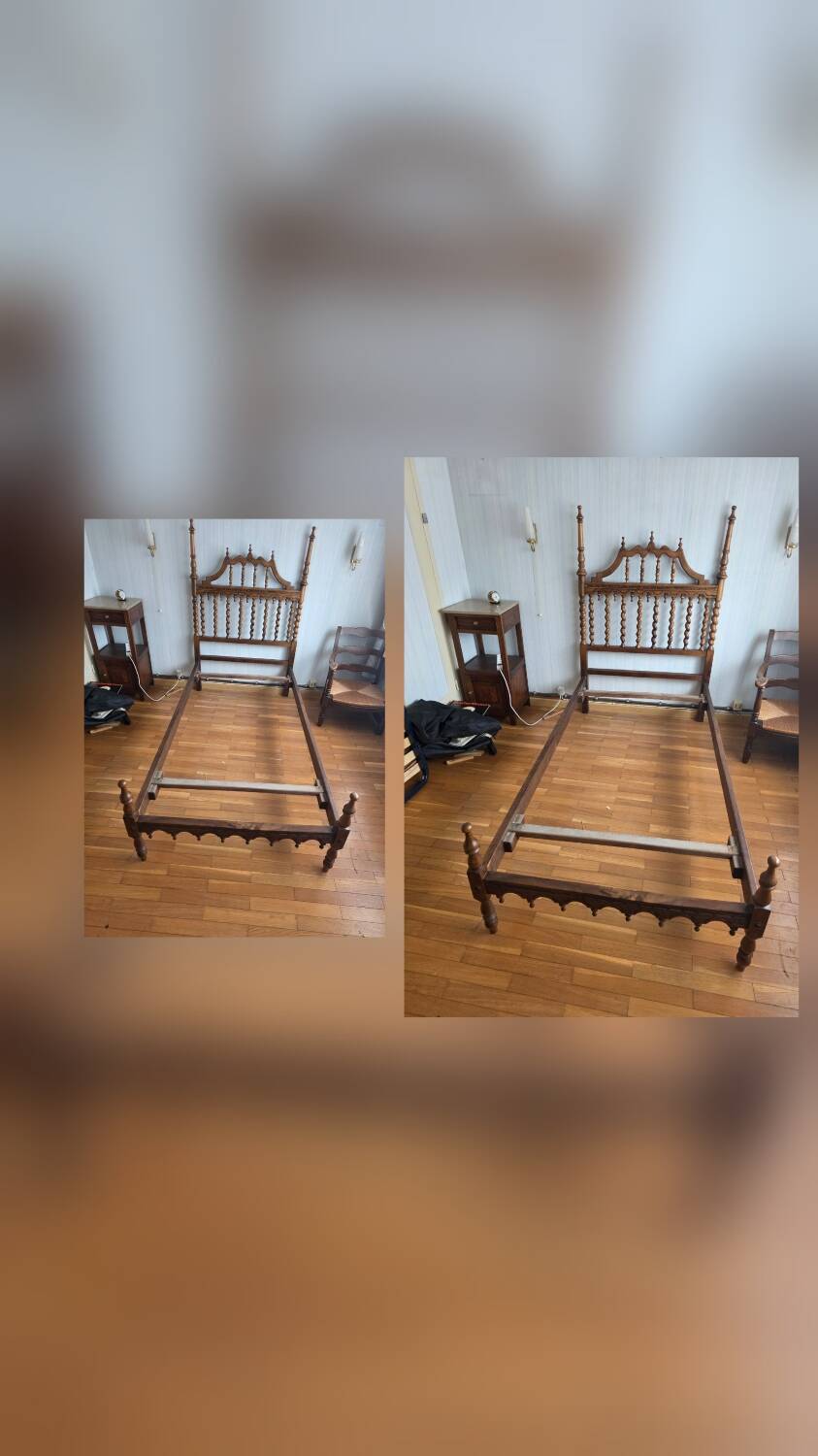 Paire de lits en bois sculpté