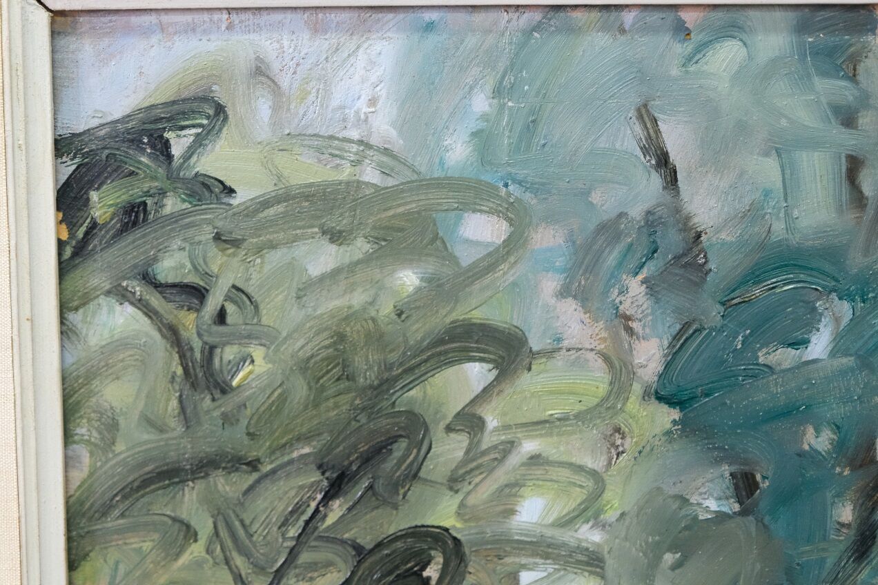 Carin Tham (1888-1967), Scandinavian Modern Landscape, 1942, Oil on Panel, Framed