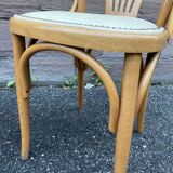 Pair of vintage curved wood bistro armchairs