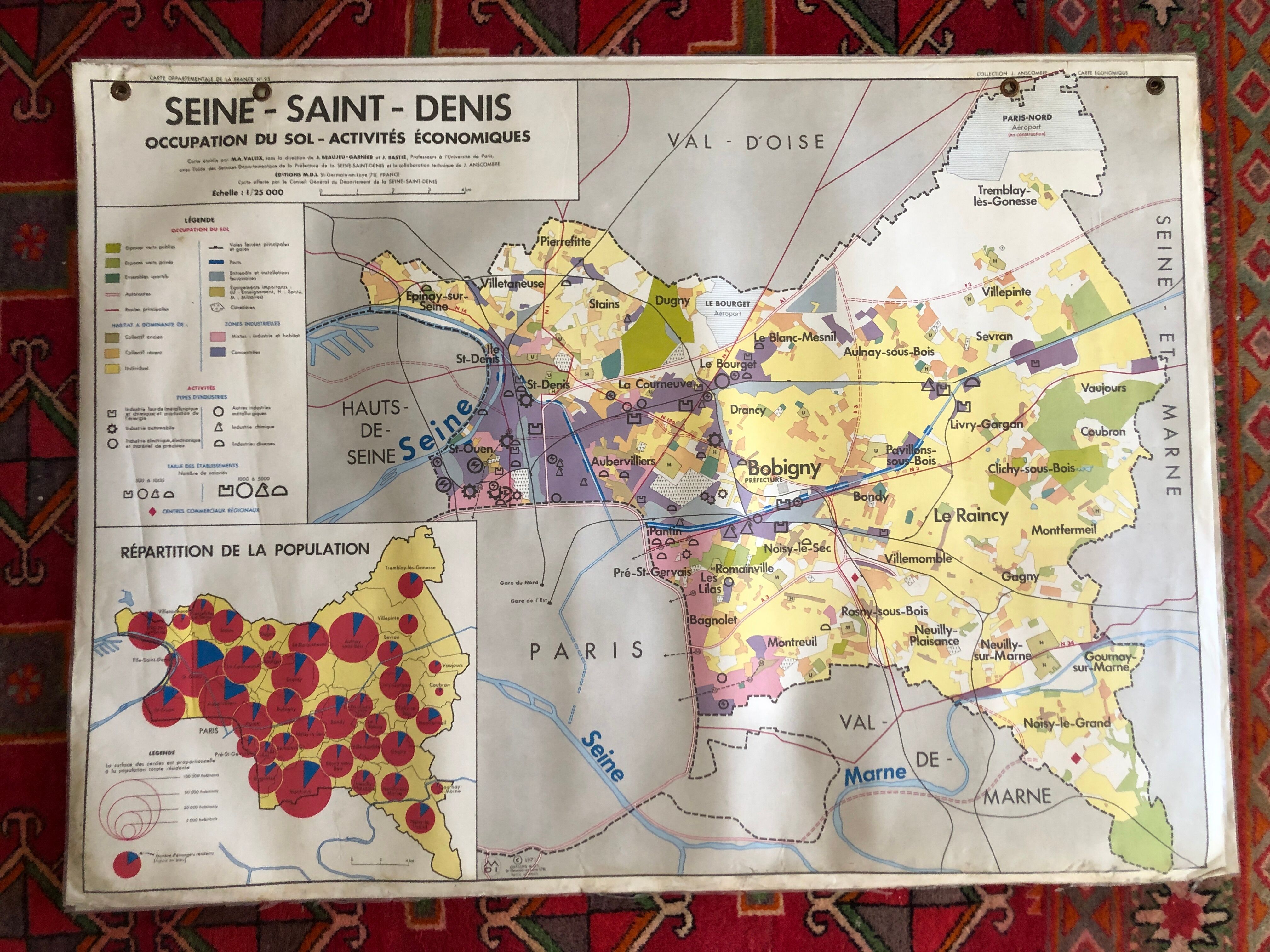 Pedagogical map 1972 Seine Saint Denis 93